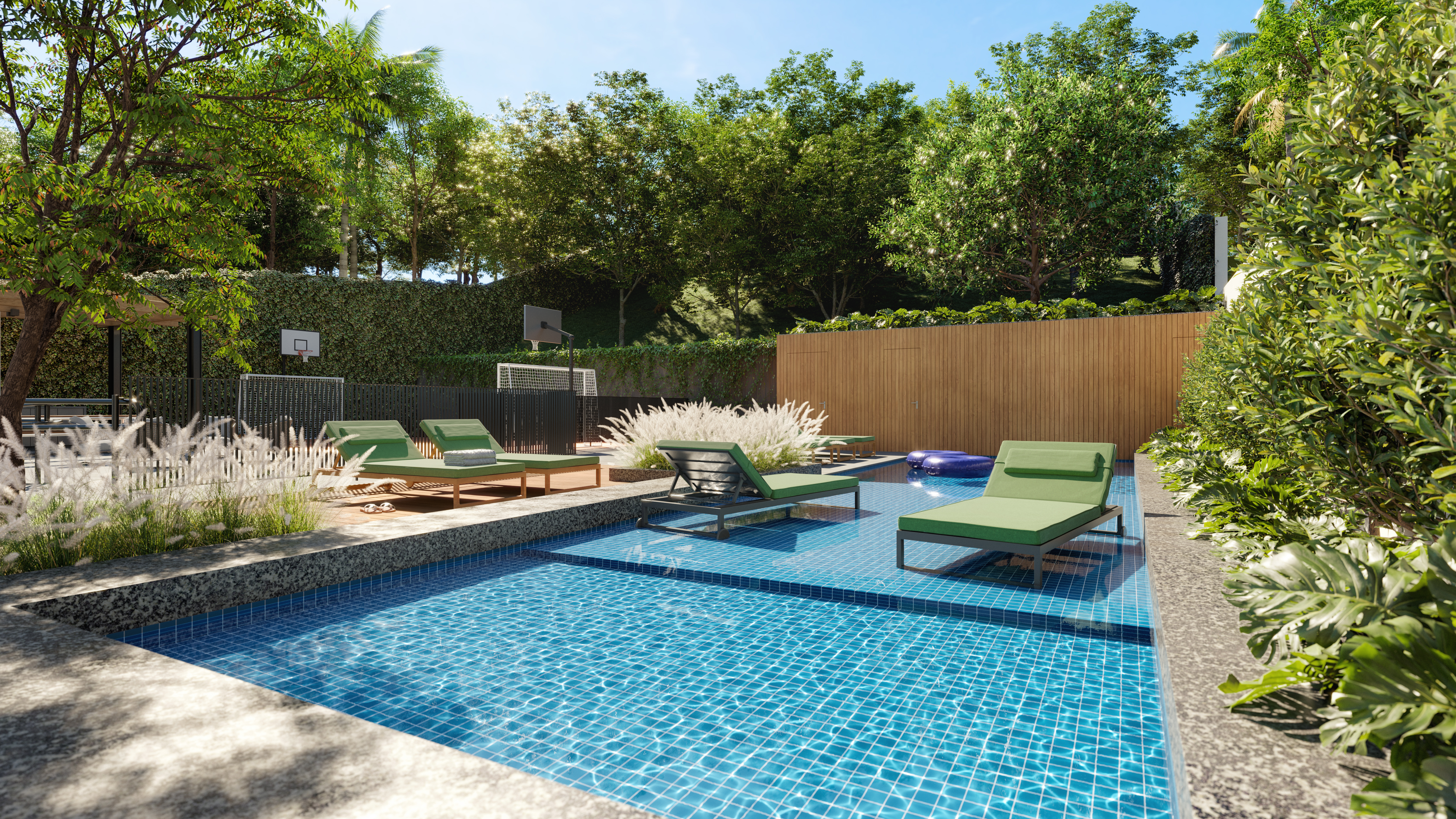 Piscina com água ozonizada